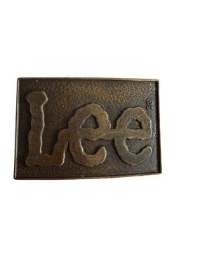 Vintage Lee Jeans Brass Tone Belt Buckle Denim Cowboy Western Style-READ
